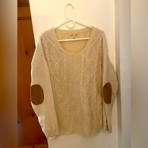 Olive & Oak: Oversized cream sweater with elbow patches
